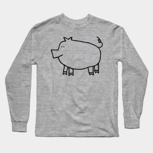 Pig Minimal Line Drawing Long Sleeve T-Shirt